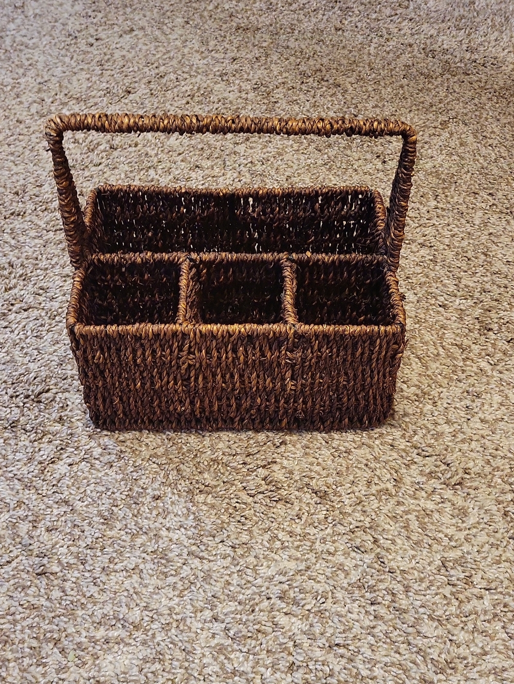 Woven Seagrass Organizer Caddy - Brown